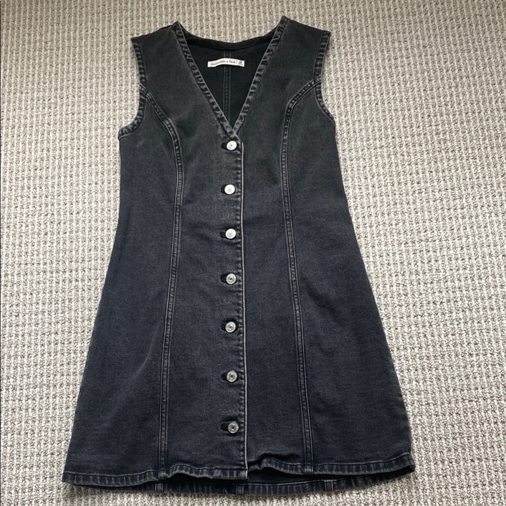 Abercrombie Black Denim Button-Down Dress